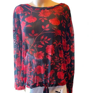 Ups &Down Floral print Lightweight Casual Tunic Top Blouse women 2X Cottagecore